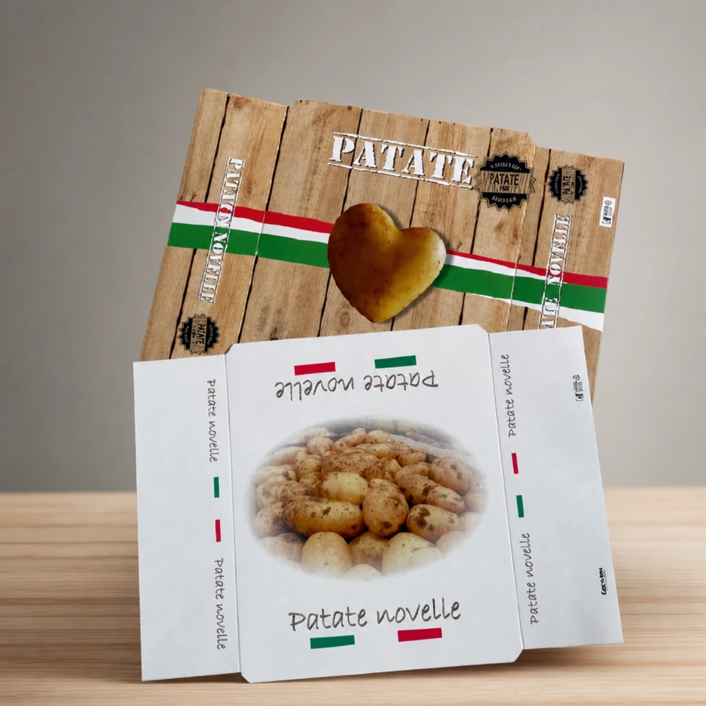 Esempio grafica personalizzata copertina patate Cartobox